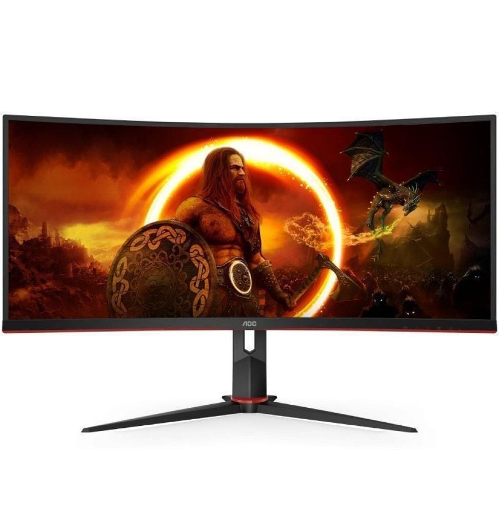 Monitor Gaming Ultrapanorámico Curvo AOC CU34G2X/BK  34'/ WQHD/ 1ms/ 144Hz/ VA/ Negro y Rojo