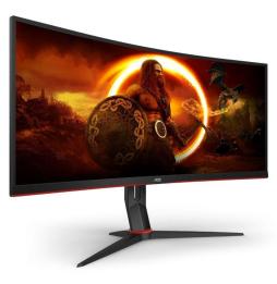 Monitor Gaming Ultrapanorámico Curvo AOC CU34G2X/BK  34'/ WQHD/ 1ms/ 144Hz/ VA/ Negro y Rojo