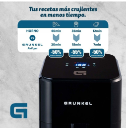 Freidora por Aire / Sin Aceite Grunkel Black Easy Fryer/ 1200W/ Capacidad 4L