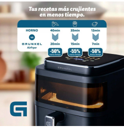 Freidora por Aire / Sin Aceite Grunkel BLack Light Fryer/ 1400W/ Capacidad 6L