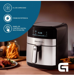 Freidora por Aire / Sin Aceite Grunkel Steel Tasty Fryer/ 1500W/ Capacidad 6L