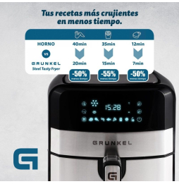 Freidora por Aire / Sin Aceite Grunkel Steel Tasty Fryer/ 1500W/ Capacidad 6L