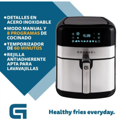 Freidora por Aire / Sin Aceite Grunkel Steel Tasty Fryer/ 1500W/ Capacidad 6L