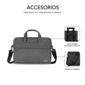 Maletín Subblim Business Laptop Sleeve para Portátiles hasta 15.6'/ Cinta para Trolley/ Gris