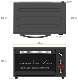 Horno de Sobremesa Grunkel HR-28N RM/ 1600W/ Capacidad 28L