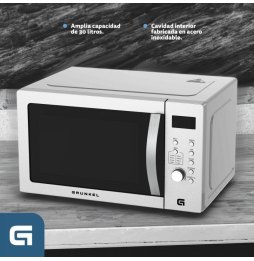 Microondas Grunkel MWG-30SS/ 1000W/ Capacidad 30L/ Función Grill/ Blanco