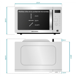 Microondas Grunkel MWG-30SS/ 1000W/ Capacidad 30L/ Función Grill/ Blanco