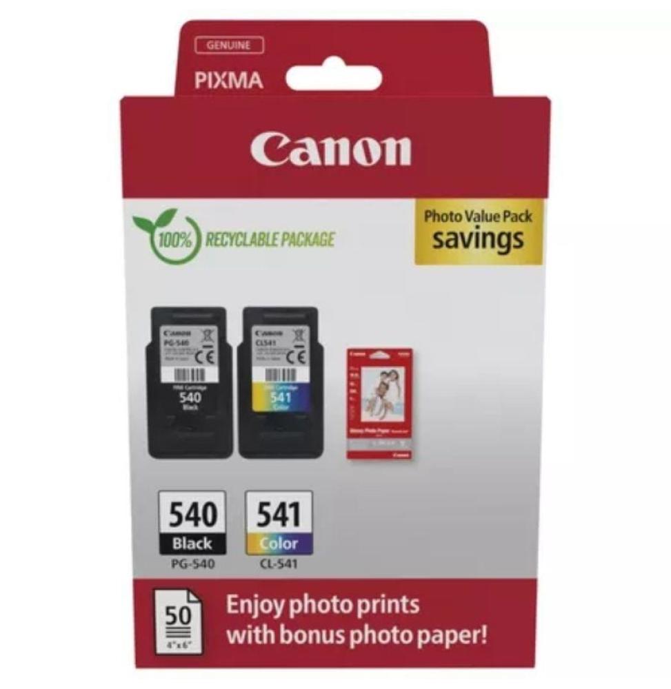 Cartucho de Tinta Original Canon PG-540 + CL-541 Multipack/ Negro/ Tricolor + Papel Fotográfico