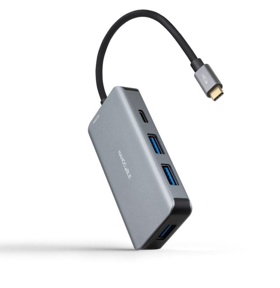 Hub USB 3.2 Gen1 Nanocable 10.16.1005/ 3xUSB/ 1xUSB Tipo-C/ 1xUSB Tipo-C PD