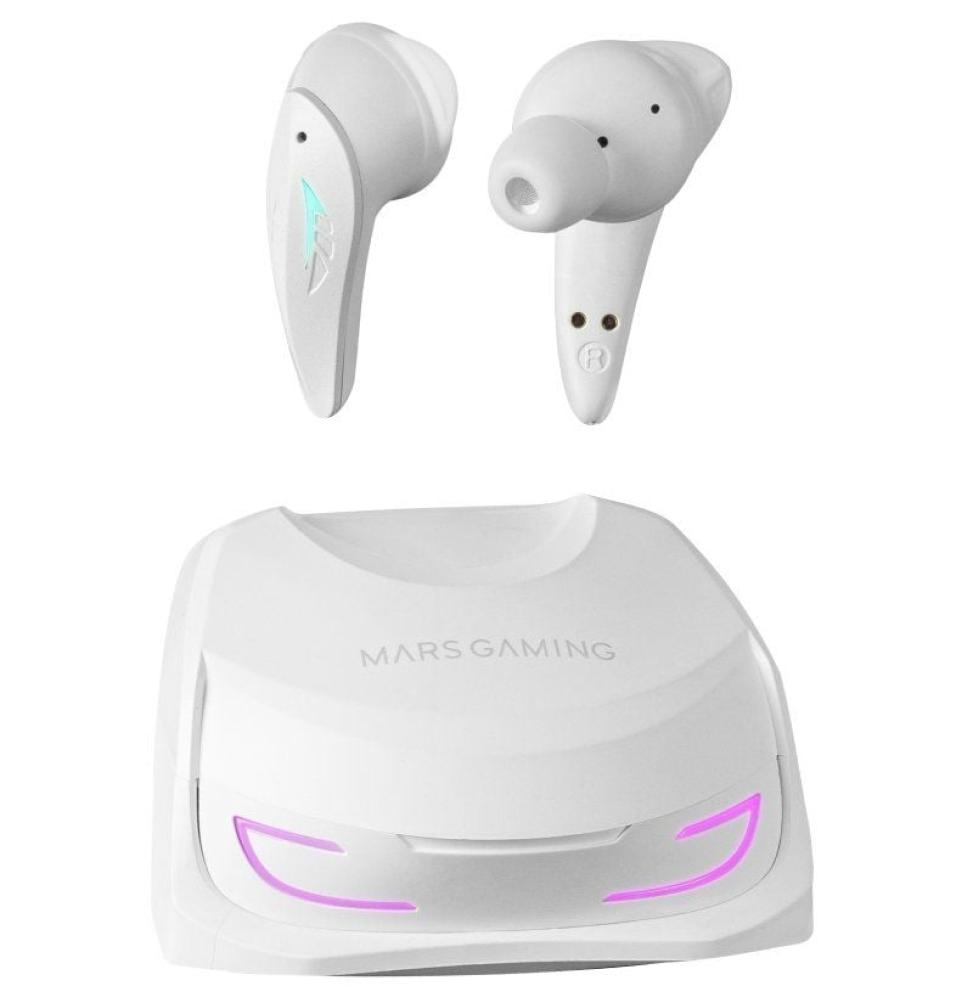 Auriculares Bluetooth Mars Gaming MHI-Ultra con estuche de carga/ Autonomía 7-8h/ Blancos