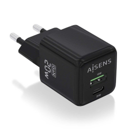 Cargador Gan de Pared Aisens ASCH-20W2P011-BK/ 1xUSB Tipo-C/ 1xUSB/ 20W