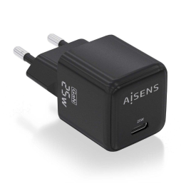 Cargador Gan de Pared Aisens ASCH-25W1P013-BK/ 1xUSB Tipo-C/ 25W