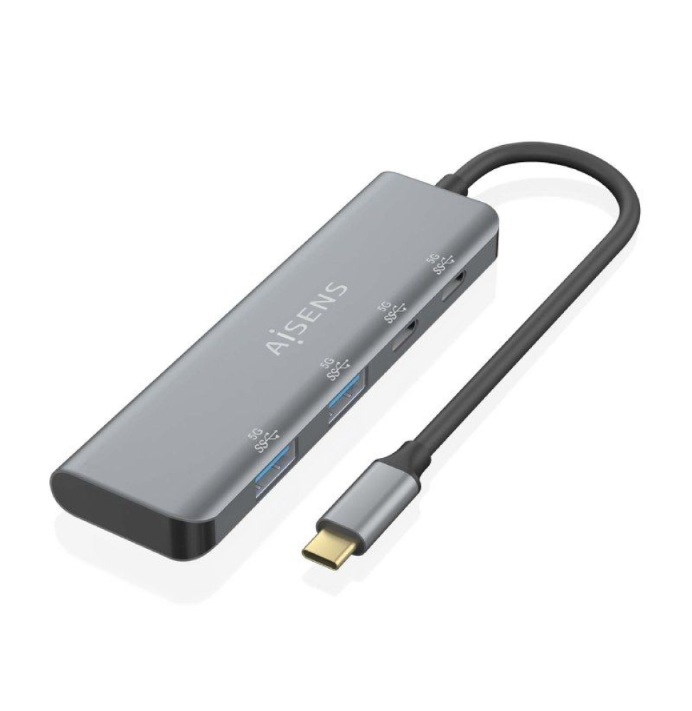 Hub USB Tipo-C Aisens A109-0763/ 2xUSB/ 2xUSB Tipo-C/ Gris