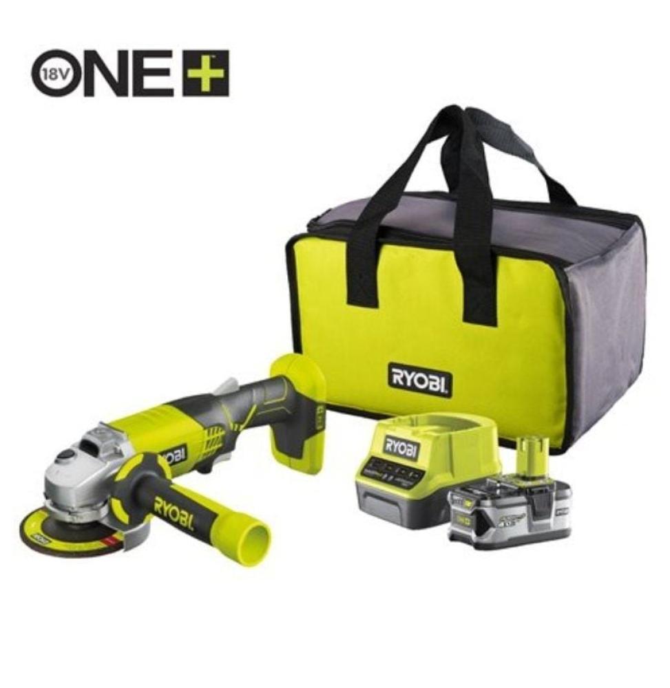 Amoladora Sin Cable Ryobi ONE+ R18AG-140S/ 1 Batería 18V 4.0 Ah/ Cargador 2.0 A/ Bolsa de Transporte