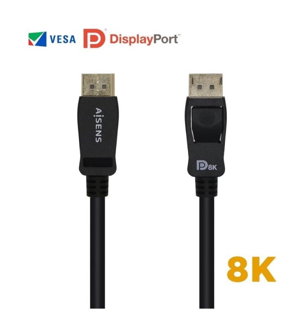 Cable Displayport 1.4 8K Aisens A149-0432/ Displayport Macho - Displayport Macho/ 2m/ Certificado/ Negro