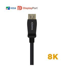 Cable Displayport 1.4 8K Aisens A149-0432/ Displayport Macho - Displayport Macho/ 2m/ Certificado/ Negro