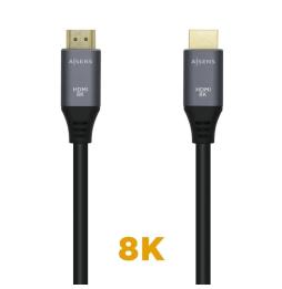 Cable HDMI 2.1 8K Aisens A150-0429/ HDMI Macho - HDMI Macho/ 3m/ Gris Negro