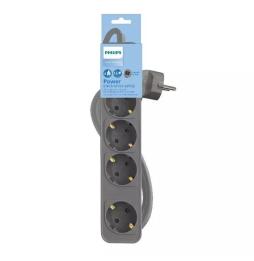 Regleta con Interruptor Philips CHP2144G/62/ 4 Tomas de corriente/ Cable 1.5m/ Gris