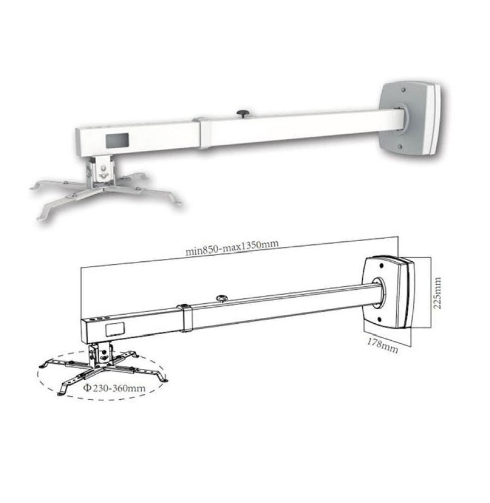 Soporte de Pared para Proyector Approx appSV03P/ Extensible/ hasta 10kg