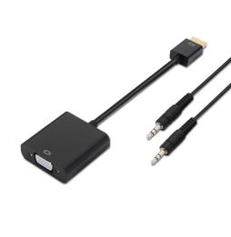 Conversor Aisens A122-0126/ HDMI Macho - VGA Hembra/ Jack 3.5 Hembra/ 10cm/ Negro