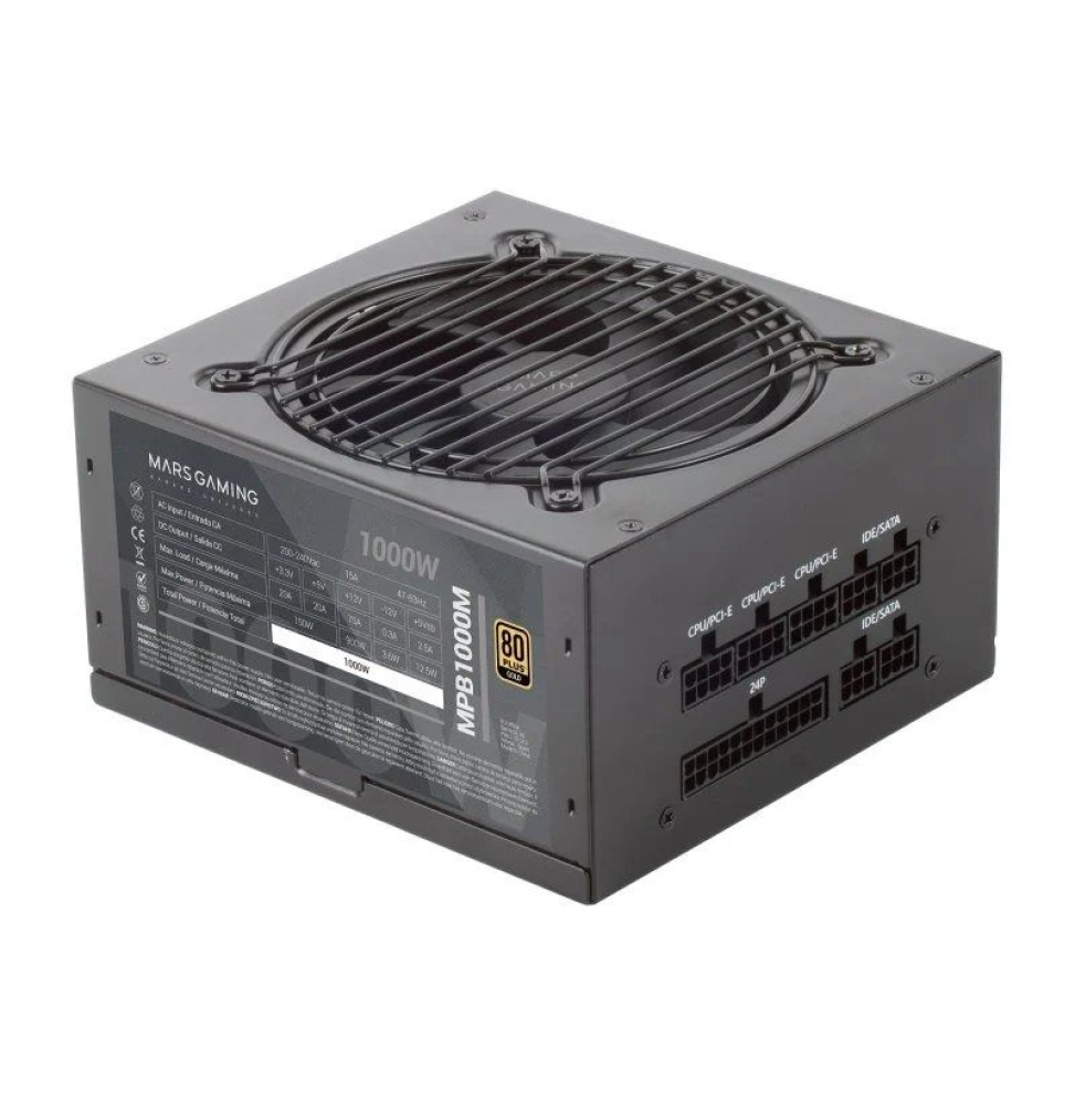 Fuente de Alimentación Mars Gaming MPB1000M/ 1000W/ Ventilador 12cm/ 80 Plus Gold