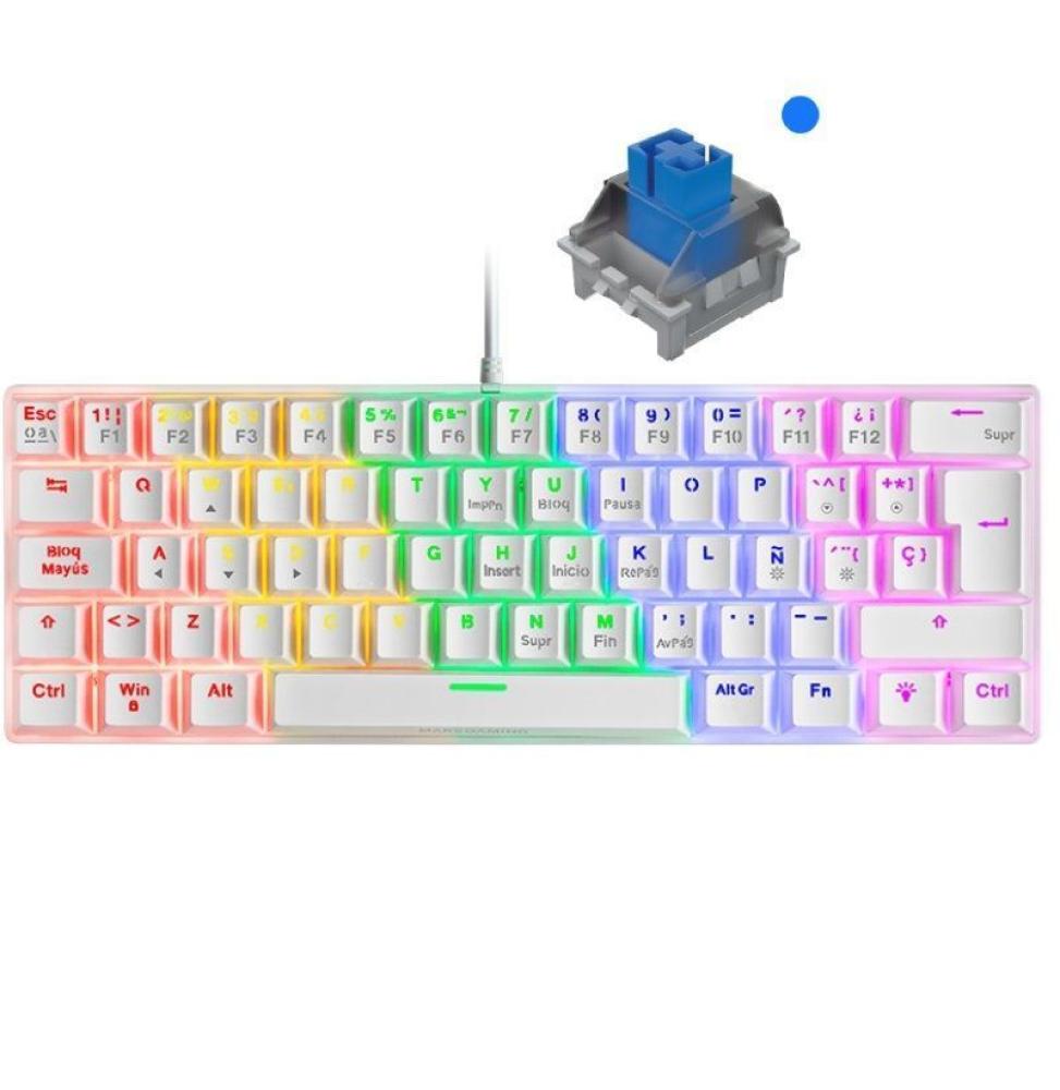 Teclado Gaming Mecánico Mars Gaming MK60WBES/ Switch Azul/ Blanco