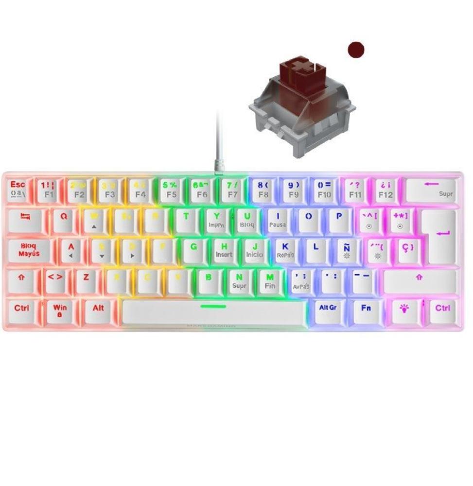 Teclado Gaming Mecánico Mars Gaming MK60WBRES/ Switch Marrón/ Blanco