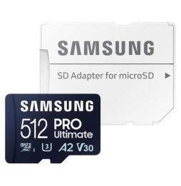 Tarjeta de Memoria Samsung Pro Ultimate 512GB microSD XC con Adaptador/ Clase 10/ 200MBs