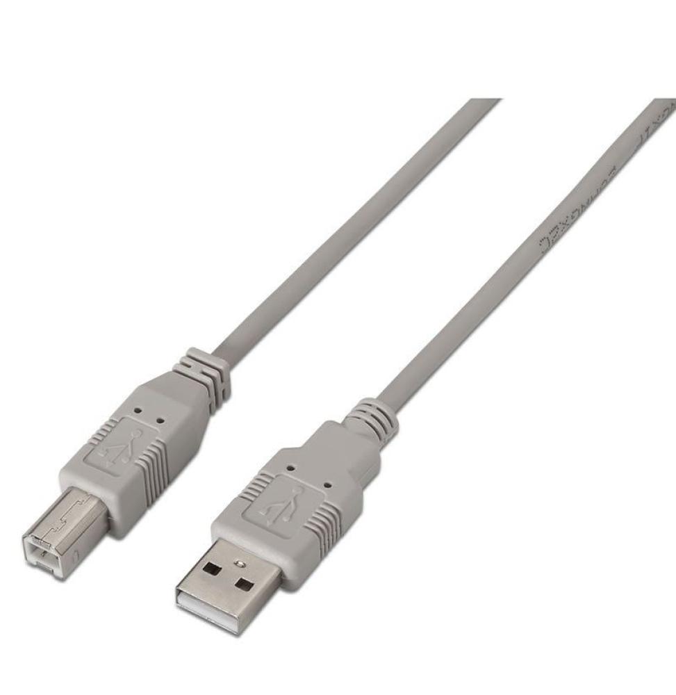 Cable USB 2.0 Impresora Aisens A101-0002/ USB Tipo-B Macho - USB Macho/ Hasta 2.5W/ 60Mbps/ 1.8m/ Beige