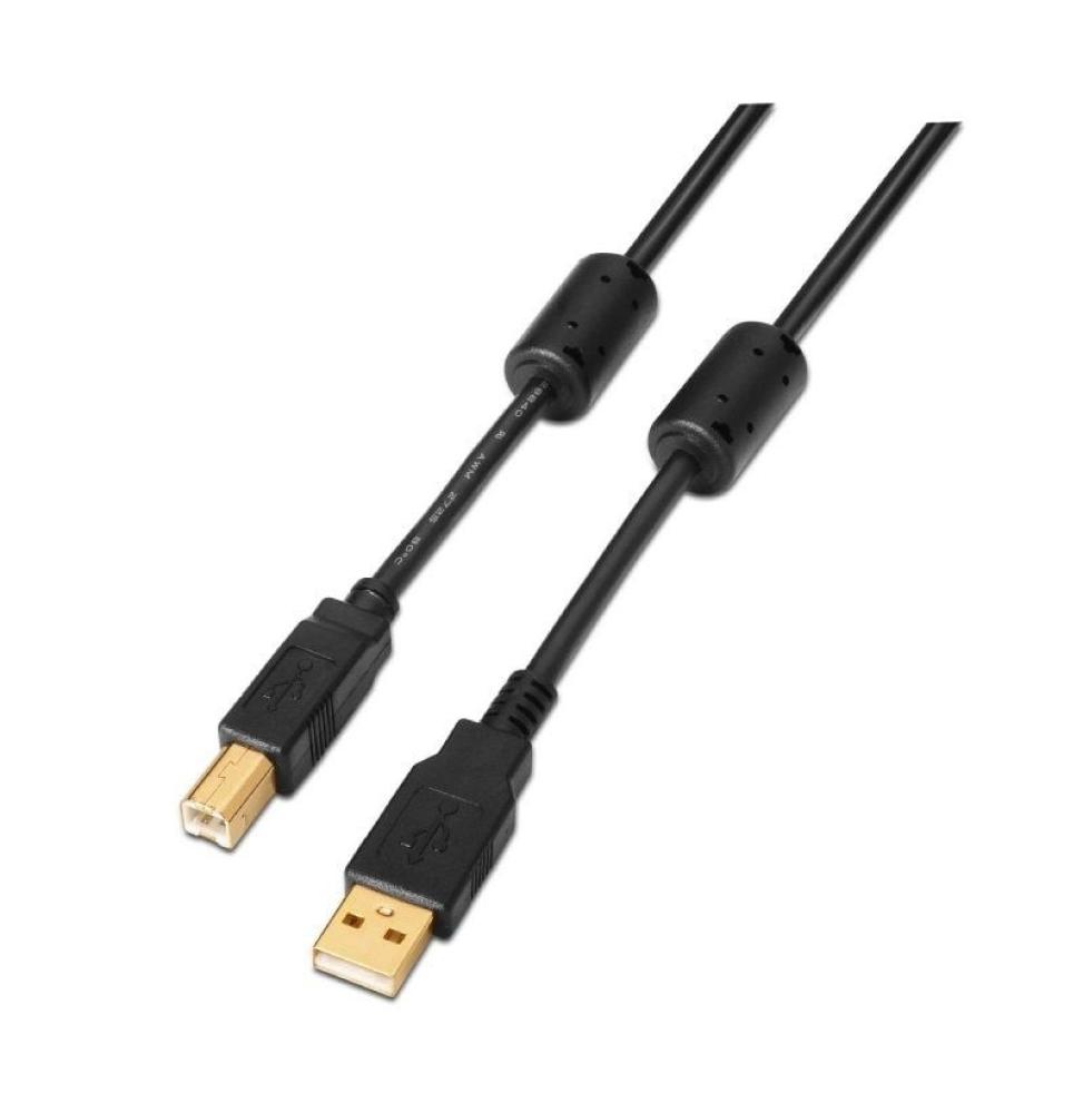 Cable USB 2.0 Impresora Aisens A101-0009/ USB Tipo-B Macho - USB Macho/ Hasta 2.5W/ 60Mbps/ 2m/ Negro