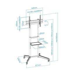 Soporte de Pie Inclinable con Ruedas Tooq FS1170M-B para TV de 37-70'/ hasta 50kg