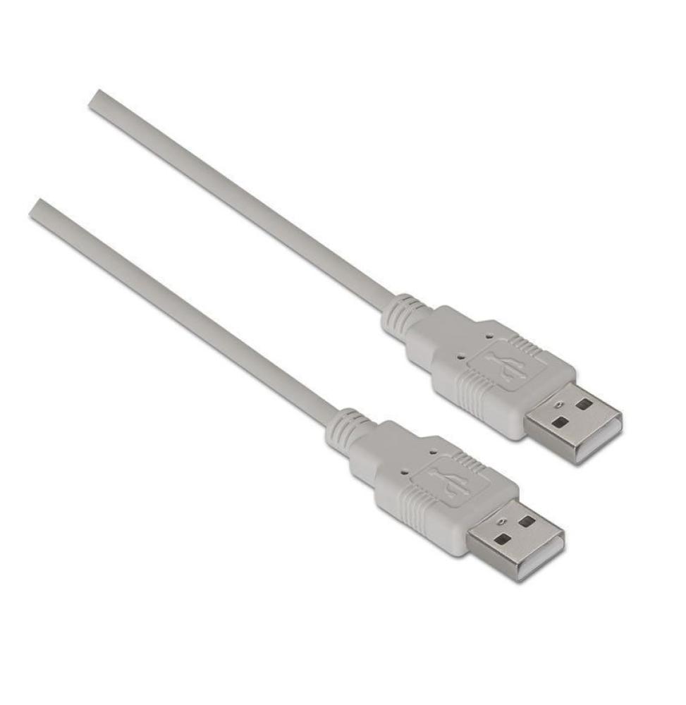 Cable USB 2.0 Aisens A101-0022/ USB Macho - USB Macho/ Hasta 2.5W/ 60Mbps/ 2m/ Beige