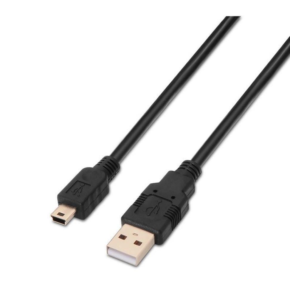 Cable USB 2.0 Aisens A101-0024/ USB Macho - USB Mini Macho/ Hasta 2.5W/ 60Mbps/ 1m/ Negro