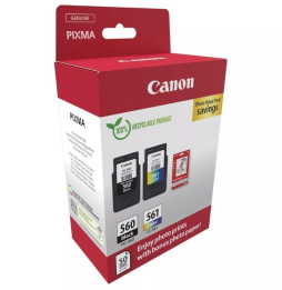 Cartucho de Tinta Original Canon PG-560 + CL-561 Multipack/ Negro/ Tricolor + Papel Fotográfico