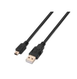 Cable USB 2.0 Aisens A101-0025/ USB Macho - USB Mini/ Hasta 2.5W/ 60Mbps/ 1.8m/ Negro