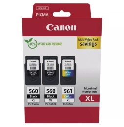 Cartucho de Tinta Original Canon PG-560XL + CL-561XL Multipack Alta Capacidad/ 2x Negro/ Tricolor