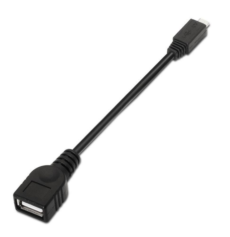 Cable USB 2.0 Aisens A101-0031/ MicroUSB Macho - USB Hembra/ Hasta 2.5W/ 60Mbps/ 15cm/ Negro