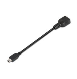 Cable USB 2.0 Aisens A101-0033/ MiniUSB Macho - USB Hembra/ Hasta 2.5W/ 60Mbps/ 15cm/ Negro