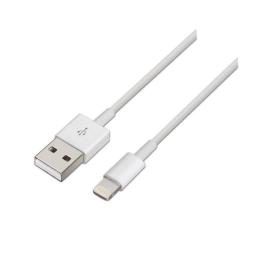 Cable Lightning Aisens A102-0035/ USB Macho - Lightning Macho/ Hasta 2.5W/ 60Mbps/ 1m/ Blanco