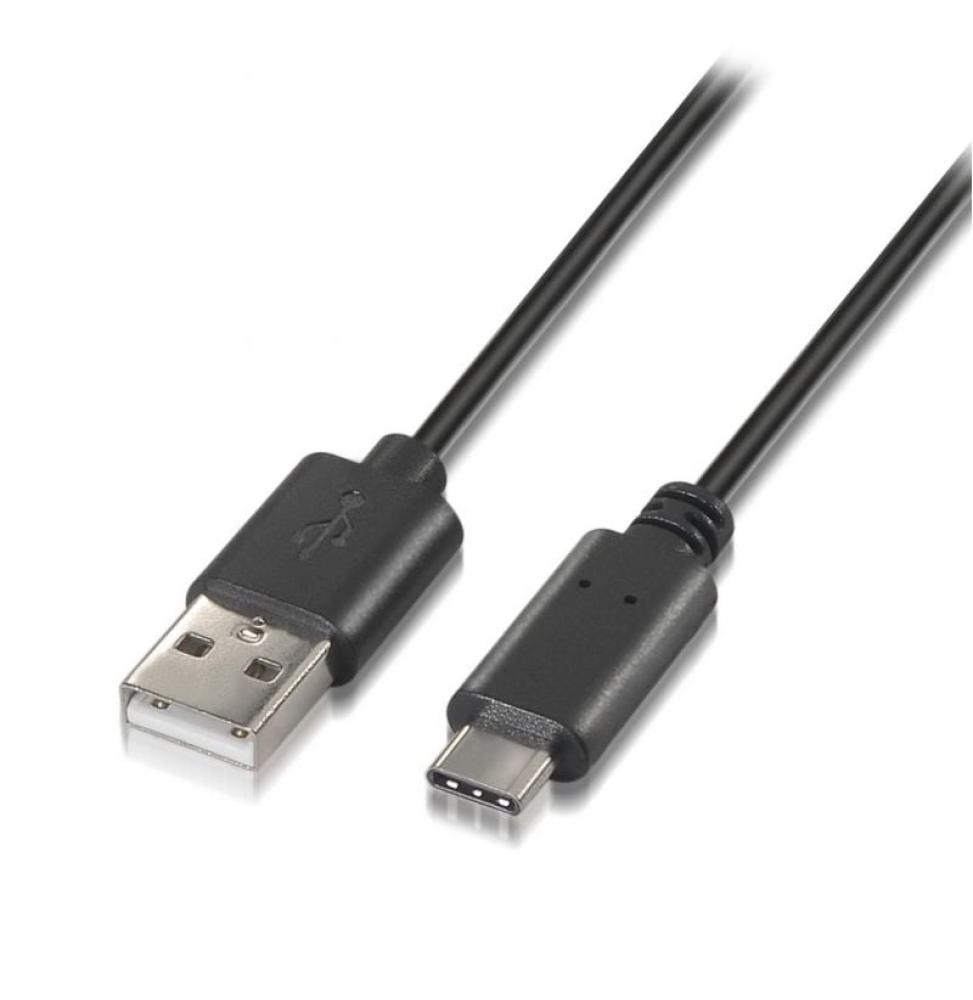 Cable USB 2.0 Tipo-C Aisens A107-0050/ USB Tipo-C Macho - USB Macho/ Hasta 9W/ 625Mbps/ 50cm/ Negro