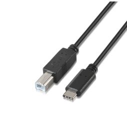 Cable USB 2.0  Impresora Aisens A107-0054/ USB Tipo-C Macho - USB Tipo-B Macho/ Hasta 9W/ 625Mbps/ 2m/ Negro