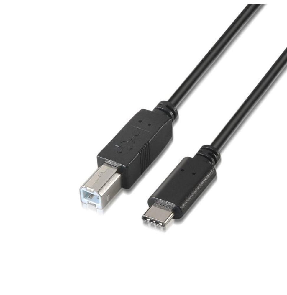 Cable USB 2.0  Impresora Aisens A107-0054/ USB Tipo-C Macho - USB Tipo-B Macho/ Hasta 9W/ 625Mbps/ 2m/ Negro