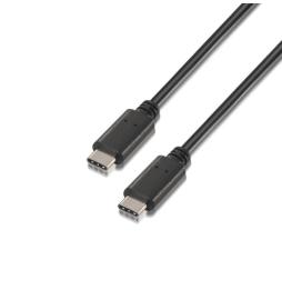 Cable USB 2.0 Tipo-C Aisens A107-0056/ USB Tipo-C Macho - USB Tipo-C Macho/ Hasta 9W/ 625Mbps/ 1m/ Negro