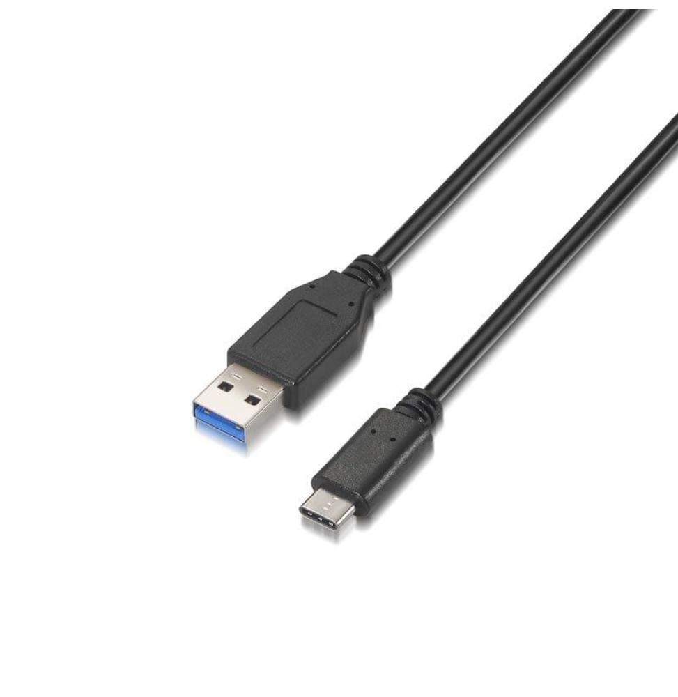 Cable USB 3.1 Aisens A107-0060/ USB Tipo-C Macho - USB Macho/ Hasta 27W/ 625Mbps/ 1m/ Negro