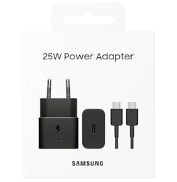 Cargador de Pared Samsung EP-T2510XBEGEU/ 1xUSB Tipo-C + Cable USB Tipo-C/ 25W