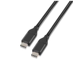 Cable USB 3.1 Tipo-C Aisens A107-0061/ USB Tipo-C Macho - USB Tipo-C Macho/ Hasta 27W/ 625Mbps/ 1m/ Negro