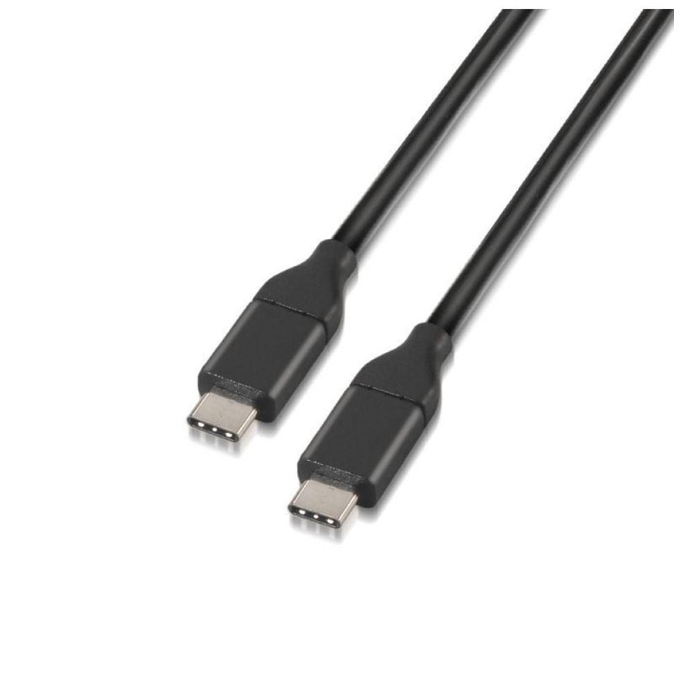 Cable USB 3.1 Tipo-C Aisens A107-0061/ USB Tipo-C Macho - USB Tipo-C Macho/ Hasta 27W/ 625Mbps/ 1m/ Negro