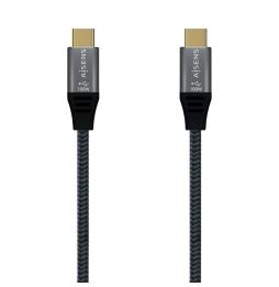 Cable USB 2.0 Tipo-C Aisens A107-0628 5A 100W/ USB Tipo-C Macho - USB Tipo-C Macho/ Hasta 100W/ 60Mbps/ 1m/ Gris