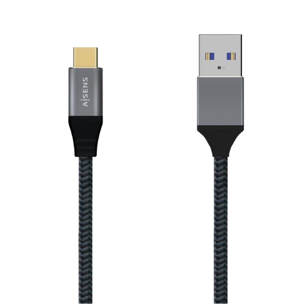 Cable USB 3.1 Aisens A107-0631/ USB Tipo-C Macho - USB Macho/ Hasta 27W/ 1250Mbps/ 1m/ Gris