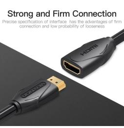 Cable Alargador HDMI Vention VAA-B06-B500/ HDMI Macho - HDMI Hembra/ 5m/ Negro